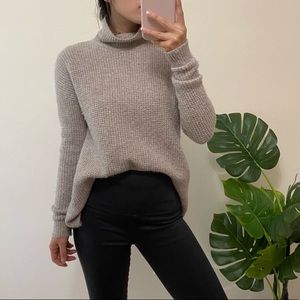 Madewell waffle knit turtle neck sweater grey